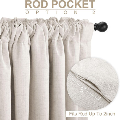 linen textured total blackout curtains for bedroom 63, side view