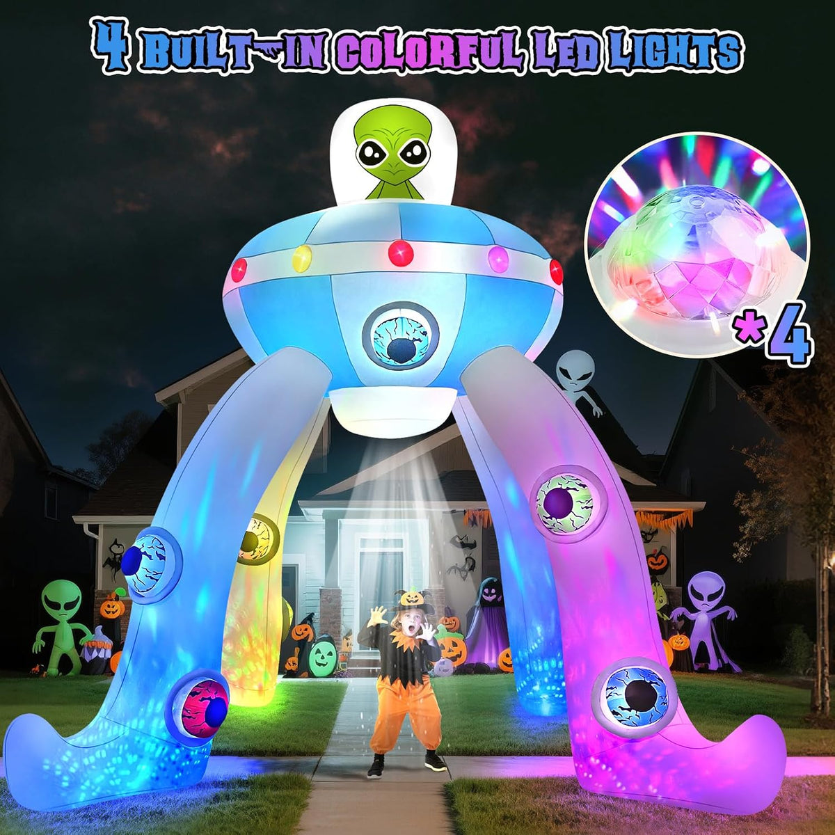 Kalolary 12FT Halloween Inflatables Archway UFO Alien