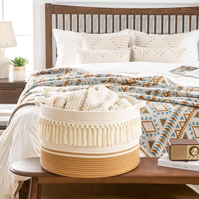 KAKAMAY Large Blanket Basket, Woven Baskets - Image 4