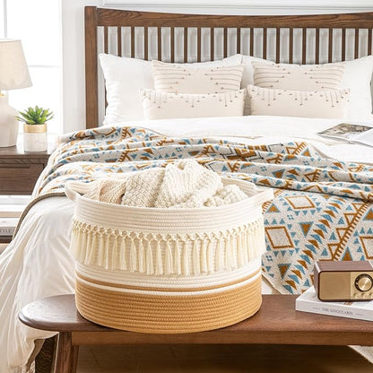 KAKAMAY Large Blanket Basket, Woven Baskets - Image 4