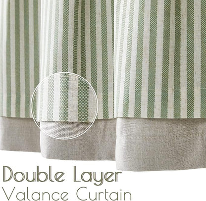 jinchan Linen Striped Valance for Windows 18 Inch Blackout Drapes for Small - Image 4