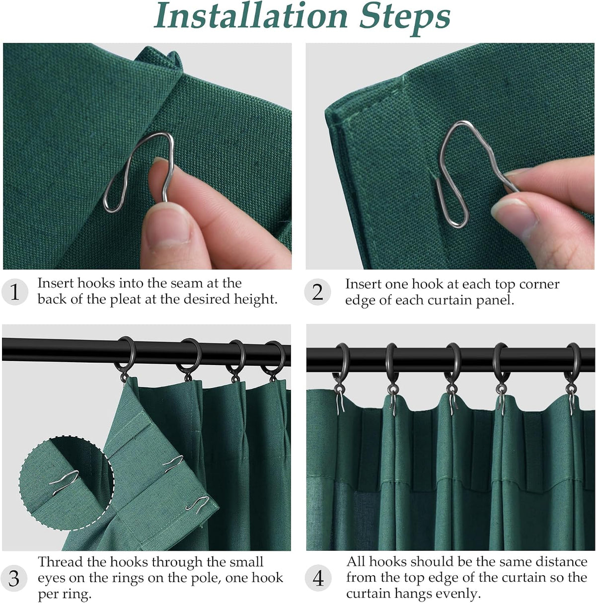 aersas dark green pinch pleated linen curtains 96 on a desk or shelf
