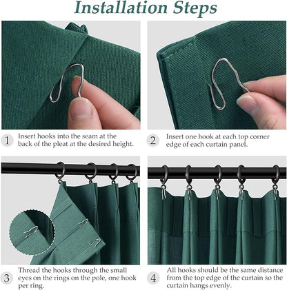Dark Green Pinch Pleated Linen Curtains 72 Inch Length 2 Panels - Image 5