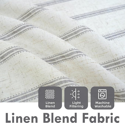 DriftAway Farmhouse Vertical Striped Linen Blend Textured Light Filtering Semi - Image 2