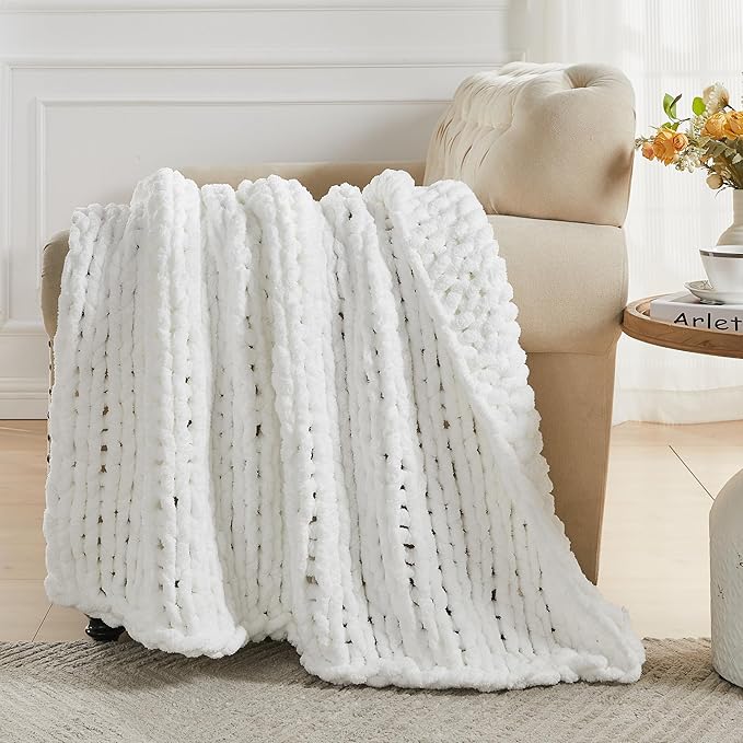 Carriediosa Chunky Knit Throw Blanket 60" X 80" Twin, 100% Hand Made Large - Image 5