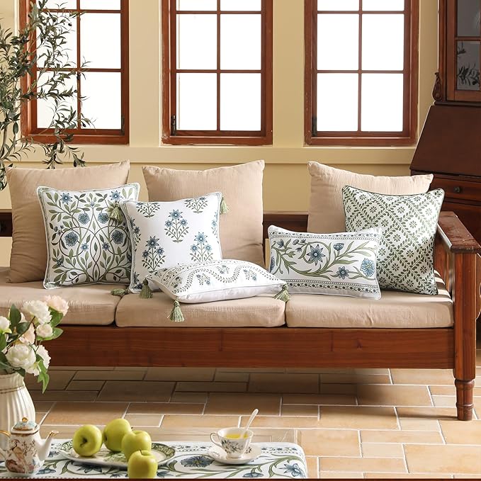 ISAENNE Design Fresh Linen Lumbar Throw Pillow Covers 12"x20", French White - Image 3