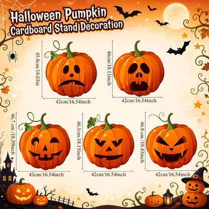Capoda 5 Pcs Large Halloween Pumpkin Cardboard Cutouts Decor, 18.5 inch