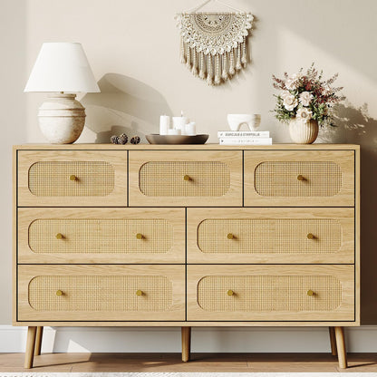 hourom 47.2“ wide rattan 7 drawer dresser with, main product view