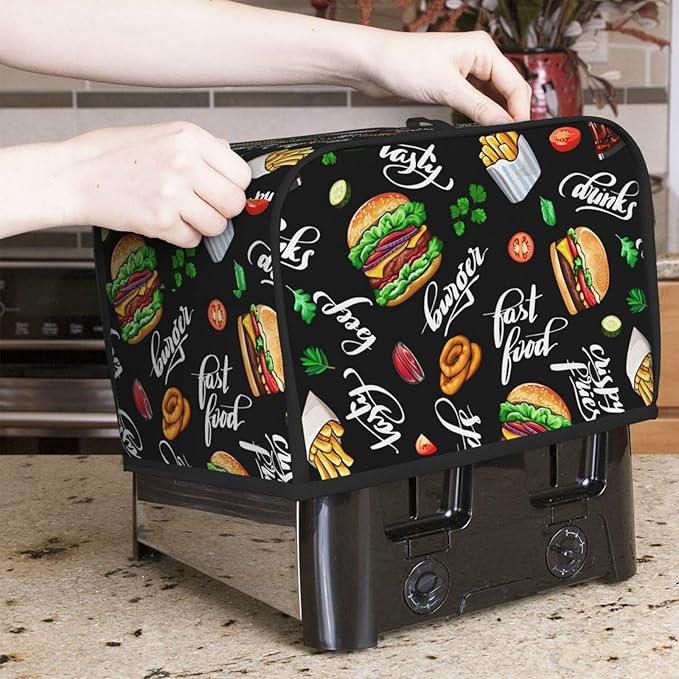 Funny Hamburger Fast Food 2 Slice Toaster Cover, Waterproof Toaster Dust Cover - Image 2
