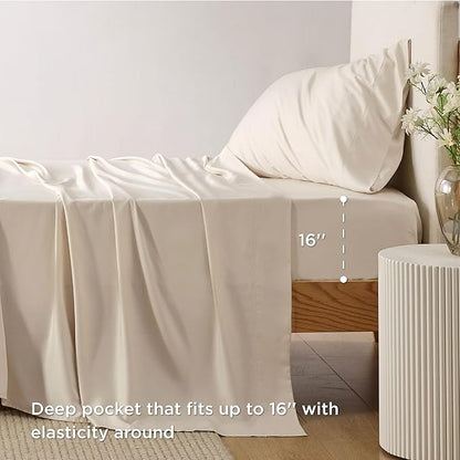 Bedsure Cooling Sheets Twin, Rayon Derived from Bamboo, Breathable & Soft Twin - Image 3