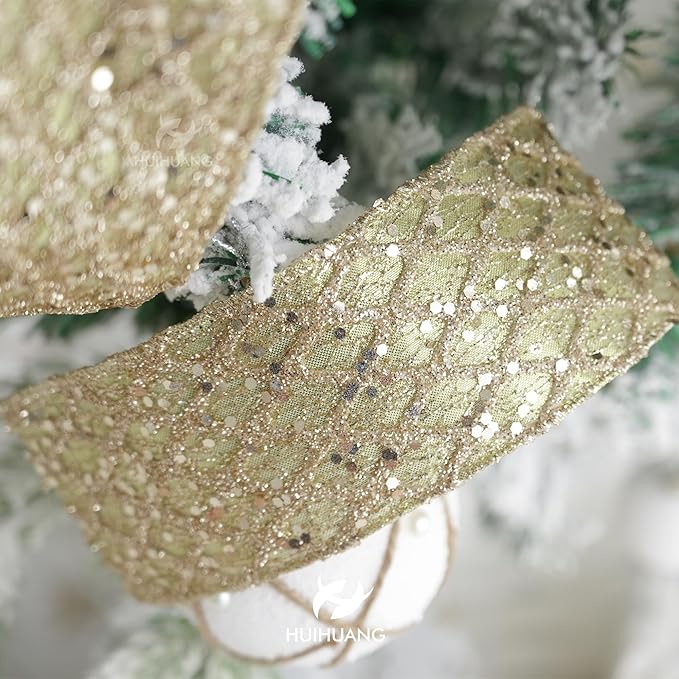 HUIHUANG Champagne Glitter Wired Ribbon - Image 7