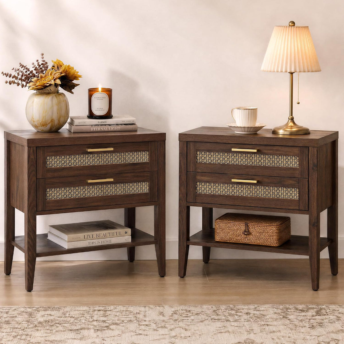 sicotas night stand set 2,rustic nightstand set of shown in use