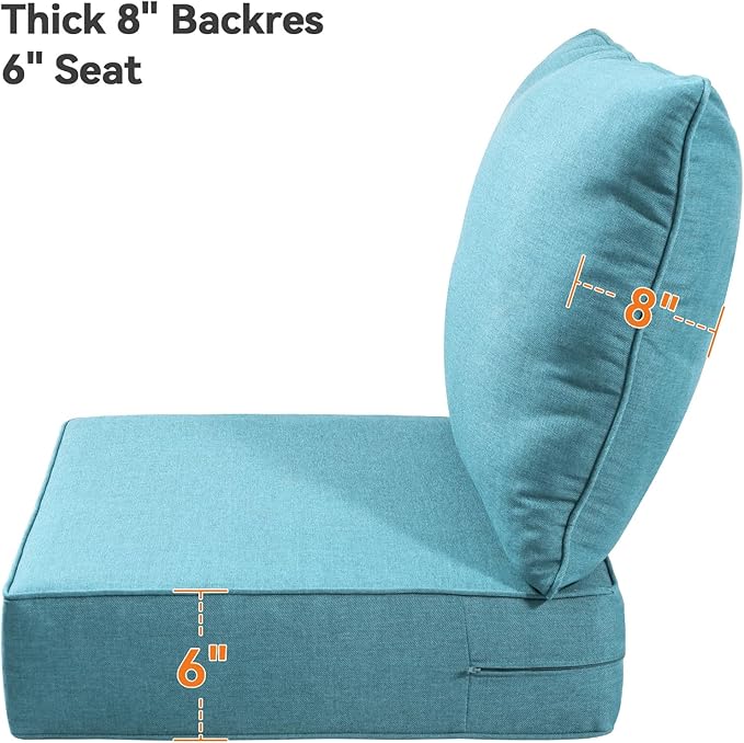 6" Thick Outdoor Cushions 24x24x6, 3-Set Deep Seat Patio Cushions - Image 8