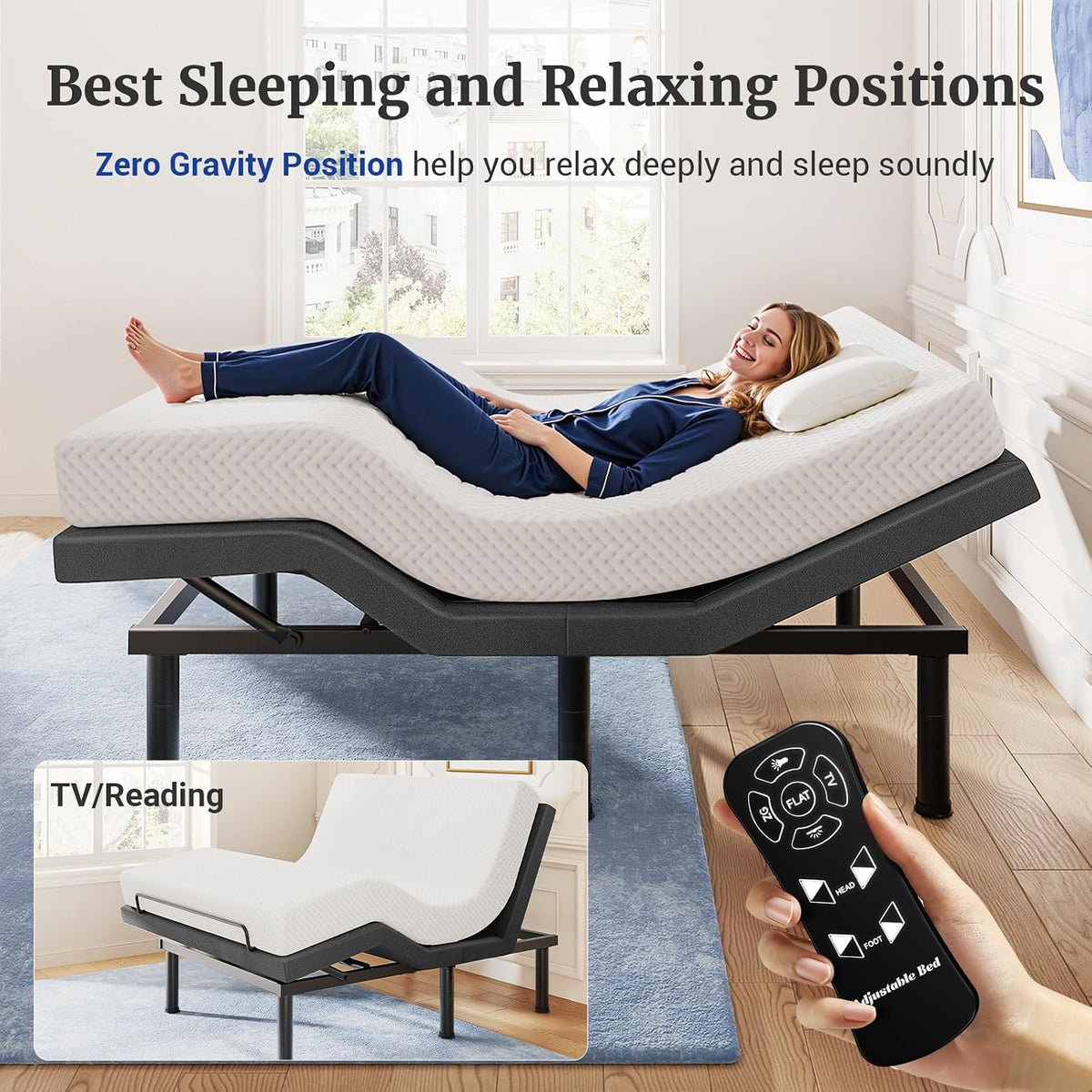 tami tami t450 adjustable bed frame queen with, close-up detail