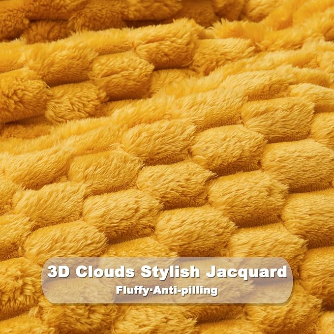 NEWCOSPLAY Super Soft Twin Blanket Mustard Yellow Premium Silky Flannel Fleece - Image 7