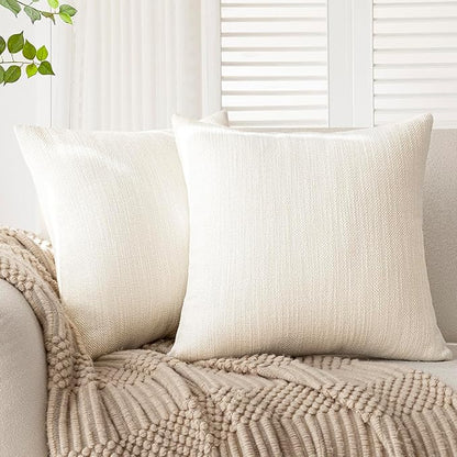 Foindtower Set of 2 Decorative Textured Burlap Linen Throw Pillow Covers by Foindtower