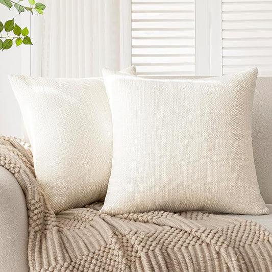 Foindtower Set of 2 Decorative Textured Burlap Linen Throw Pillow Covers by Foindtower