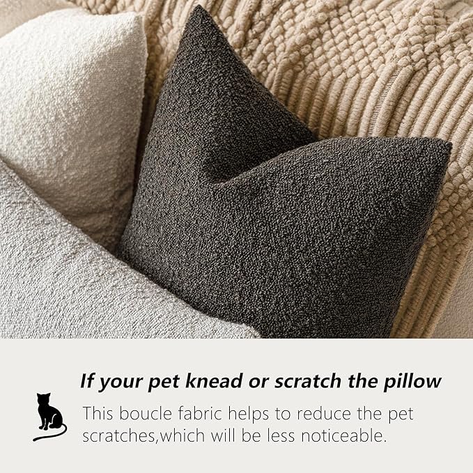 Foindtower Textured Boucle Throw Pillow Covers Accent Solid Pillow Cases Cozy - Image 4