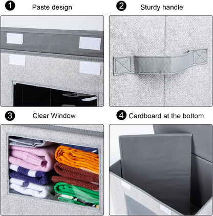 univivi fabric closet storage bins with lids for showing dimensions