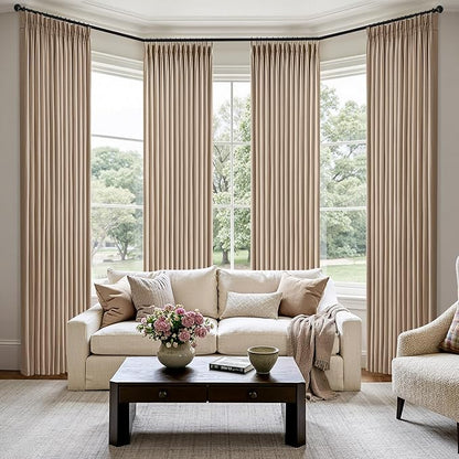 MIULEE Pinch Pleated Thick Linen Curtains 84 Inch 4 Panels Set Back Tab Memory - Image 2
