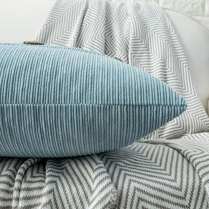 HWY 50 Light Blue Chenille Throw Pillow Covers 18x18 Inch - Image 5