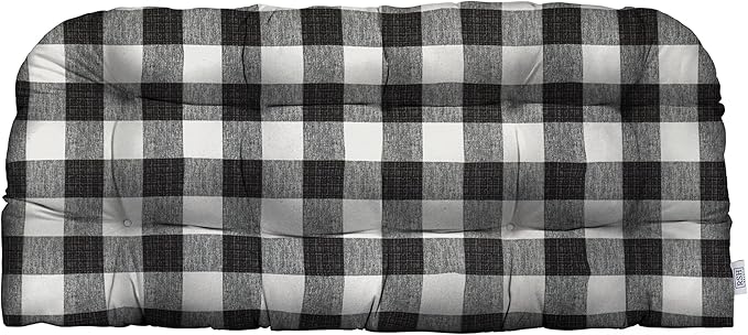 RSH DECOR: Tufted Wicker Loveseat Cushion | 41” x 19" | All-Weather Spun Fabric by RSHDECOR