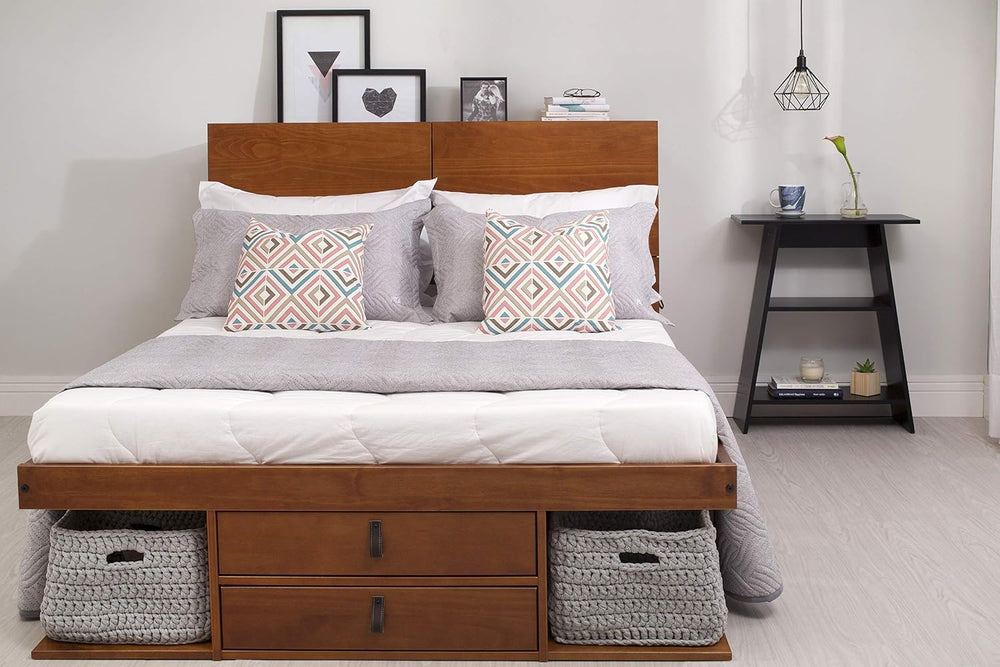 memomad Bali Storage Platform Bed Frame, Queen Size, Caramel Brown