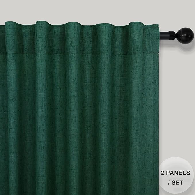 Pitalk Dark Green Curtains 63 Inch Length - Image 2