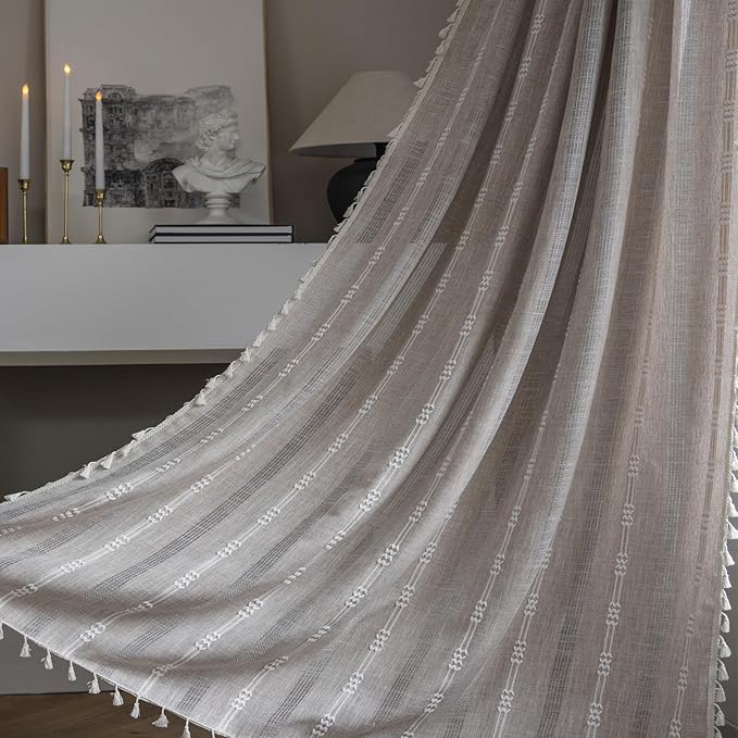 ColorBird Boho Curtains Farmhouse Linen Drapes by ColorBird