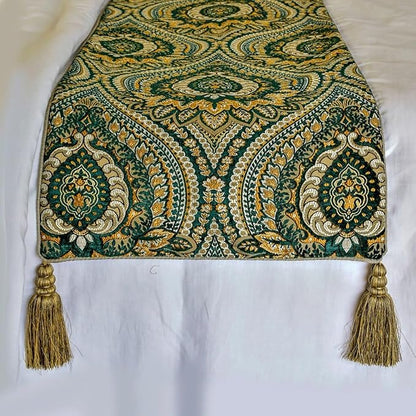 The HomeCentric King/Queen/Twin Green Designer Queen 74"x18" Bed Runner - Image 3