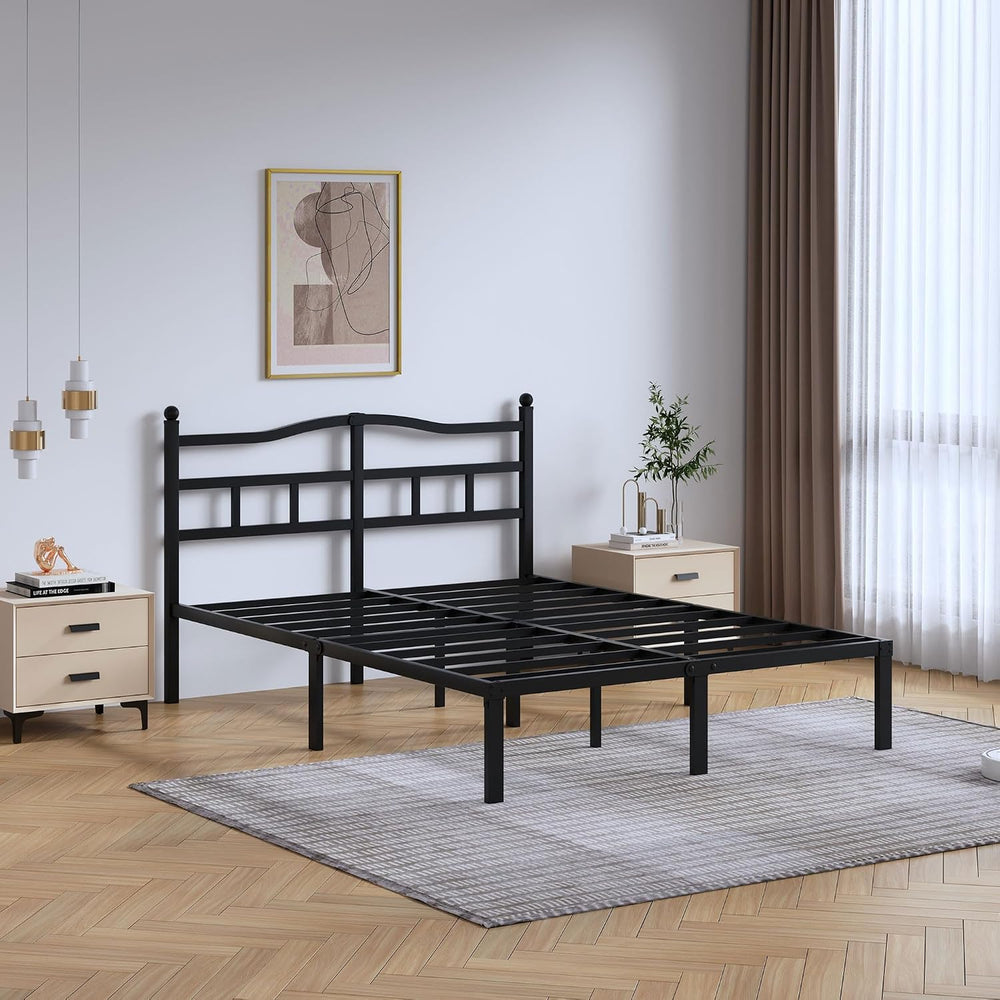 SHOANED 14 Inch Metal Bed Frame - Queen Size Heavy Duty Bedframe with Headboa...