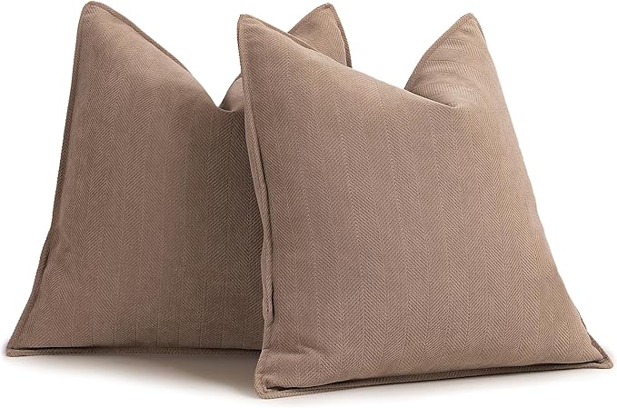 ZWJD Khaki Pillow Covers 24x24 Set of 2 Chenille Throw Pillow Covers by ZWJD