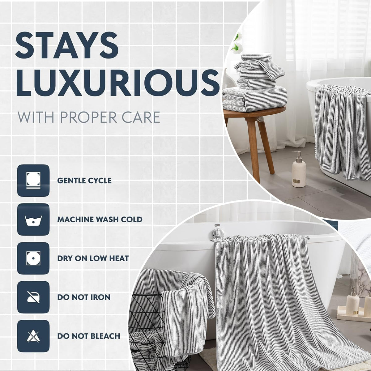 4 piece bath towel set 35"x70"oversized bath towel, side view