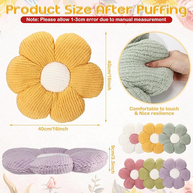 Coume 6 Pcs Flower Floor Pillows, Daisy Throw Pillows 16 Inch Flower Seating - Image 2