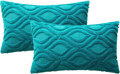 MIULEE Teal Throw Pillow Covers 12x20 Inch, Soft Winter Plush Faux Wool Couch - Image 6