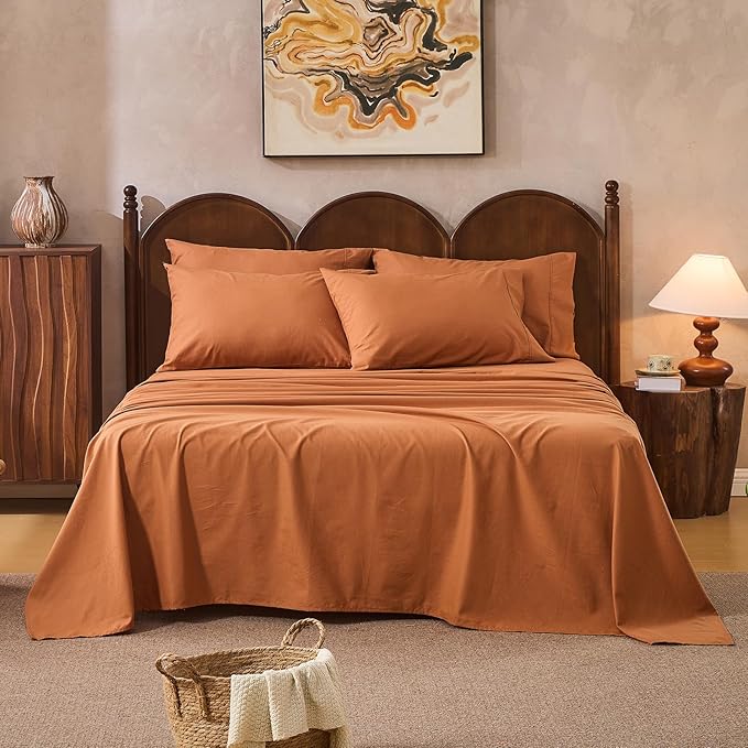 100% Linen Sheets King Size, Breathable & Durable 4-Piece Bed Flax Sheet Set by overket
