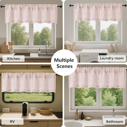 Gwine Blush Pink Kitchen Curtains 24 Inch Length 2 Panels, Light Filtering - Image 7