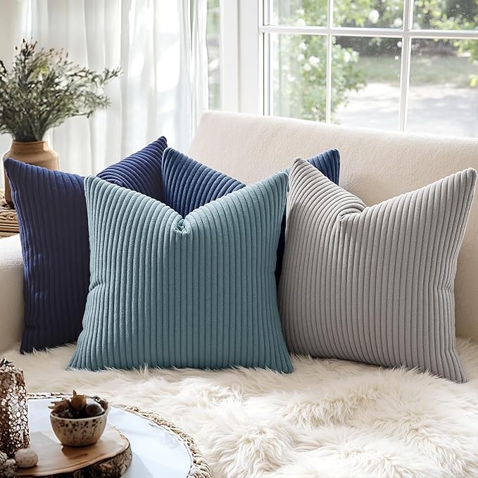 MIULEE Winter Pack of 2 Corduroy Soft Soild Decorative Square Throw Pillow - Image 3