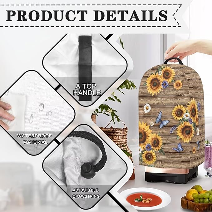 Sunflower Butterfly Coffee Machine Dust Cover Universal Design Compatible - Image 4