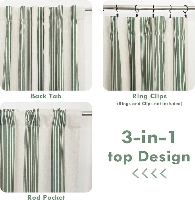 DriftAway Farmhouse Vertical Striped Linen Blend Textured Light Filtering Semi - Image 6