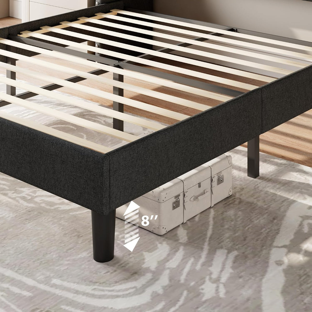 feonase full size bed frame with luxury wingback, package contents