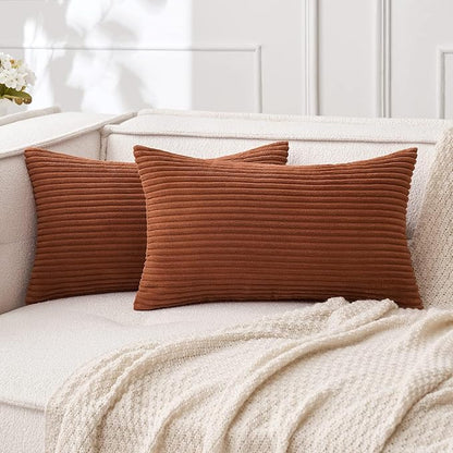 MIULEE Pack of 2 Corduroy Soft Soild Decorative Square Throw Pillow Covers by MIULEE