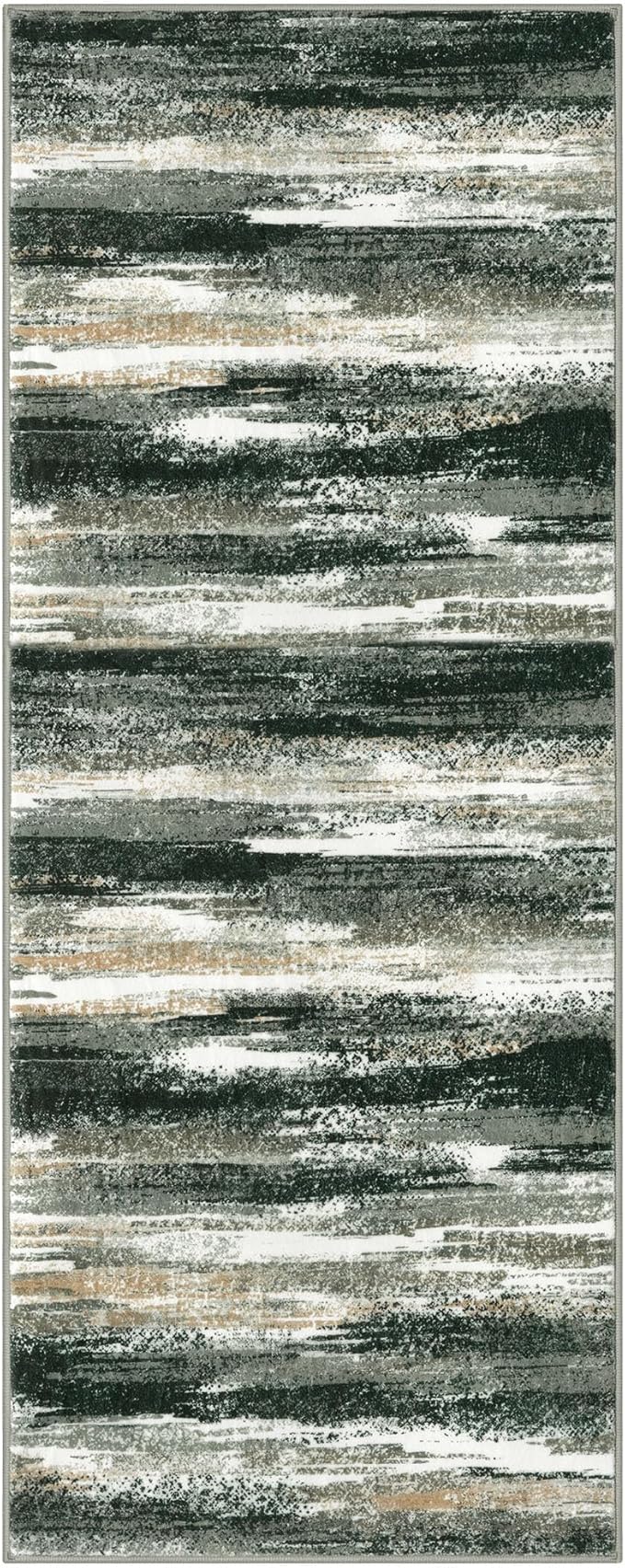 Modern Abstract Runner Rug 2x5, Forest Green Washable Entryway Kitchen Runner - Image 9
