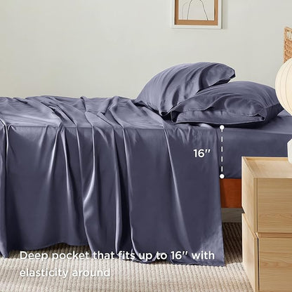 Bedsure California King Sheet Sets, Cooling Sheets, Rayon Derived from Bamboo - Image 4