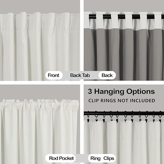 KOUFALL Blackout Curtains 96 Inches Long, Linen Textured Darkening Black Out - Image 4
