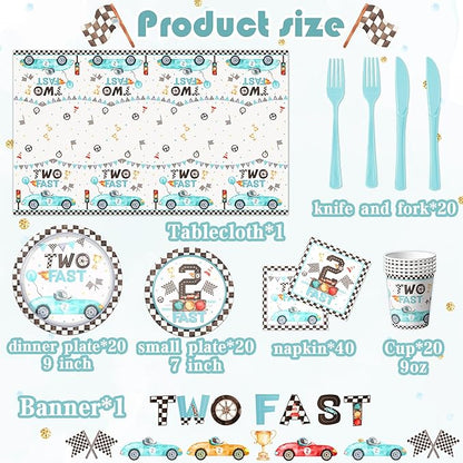 142pcs Two Fast Birthday Party Tableware Decorations - Image 3