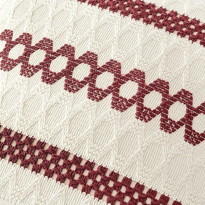 MIULEE Set of 2 Christmas Burgundy Boho Decorative Lumbar Pillow Covers 12x20 - Image 4