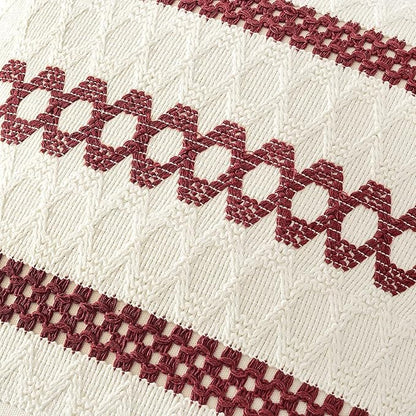 MIULEE Set of 2 Christmas Burgundy Boho Decorative Lumbar Pillow Covers 12x20 - Image 4