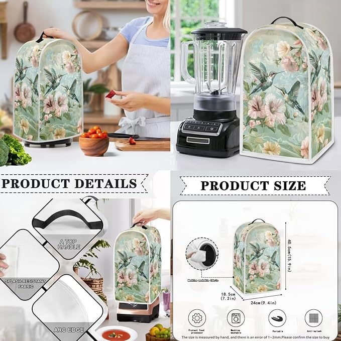 Hummingbird Dust Cover Kitchen Blender Covers Flower Washable Toaster Oven - Image 3