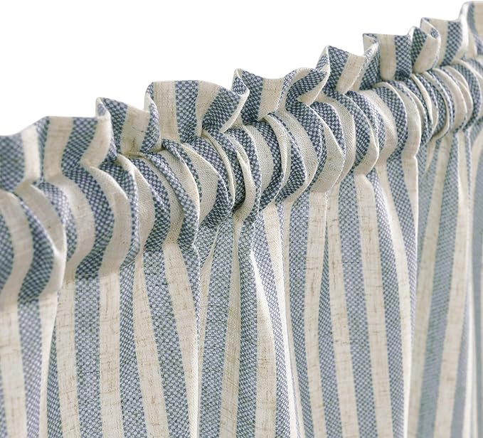 Vangao Stripe Farmhouse Kitchen Curtains 24 Inch Length Linen Cafe Curtains - Image 5
